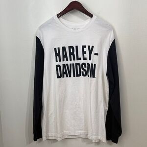 HARLEY DAVIDSON Spell Out Shirt Mens Extra Large Black White Long Sleeve Adult